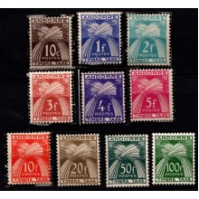 Andorra, fransk post. Portomærker. Komplet sæt. Ustemplet.